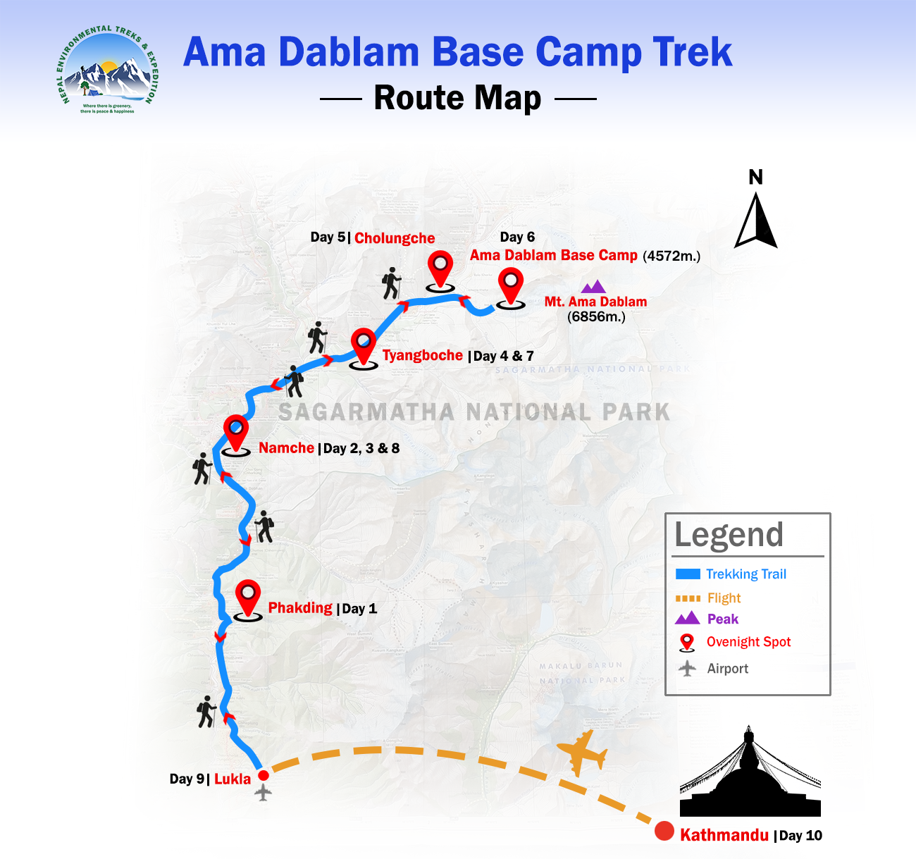 Ama Dablam Base Camp Trek route map