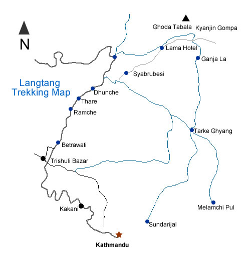 Gosainkunda Frozen Lake Trek route map